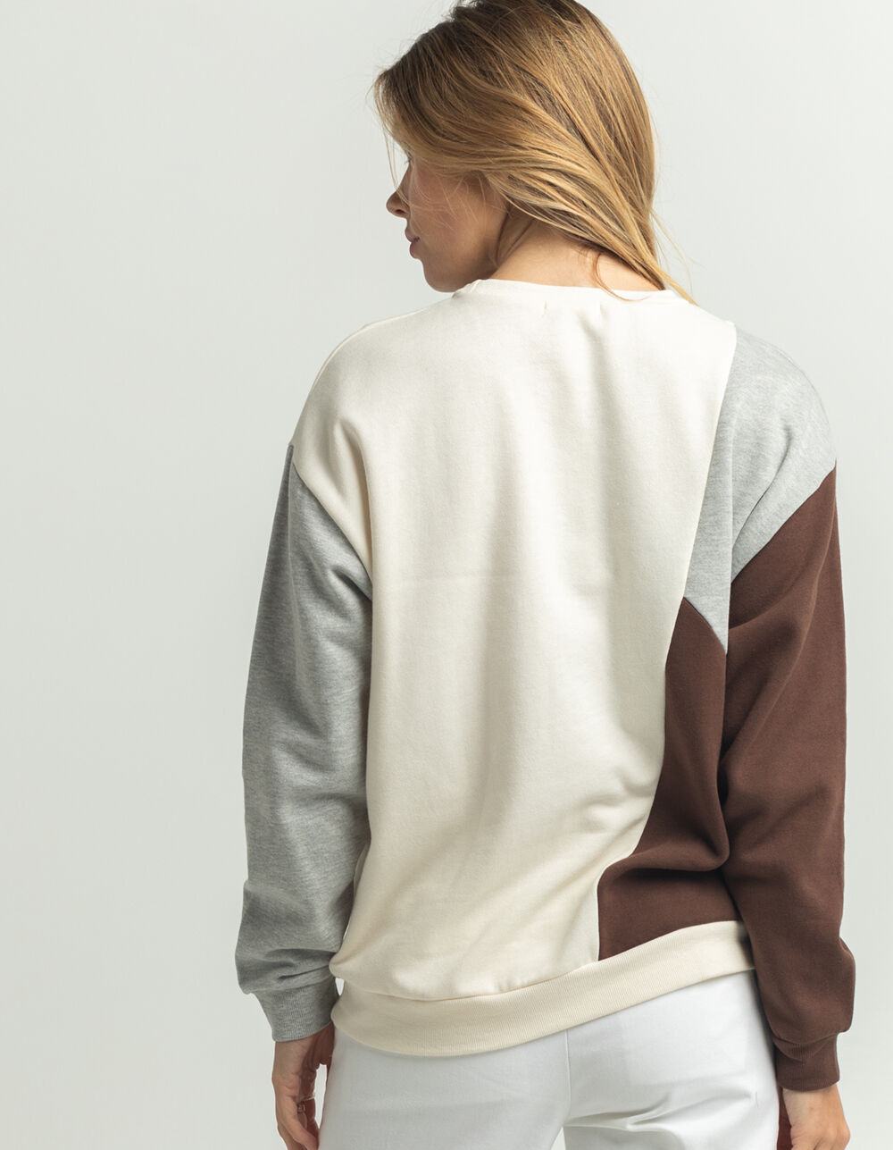 FULL TILT Spliced Womens Crewneck Sweatshirt - BROWN | Tillys
