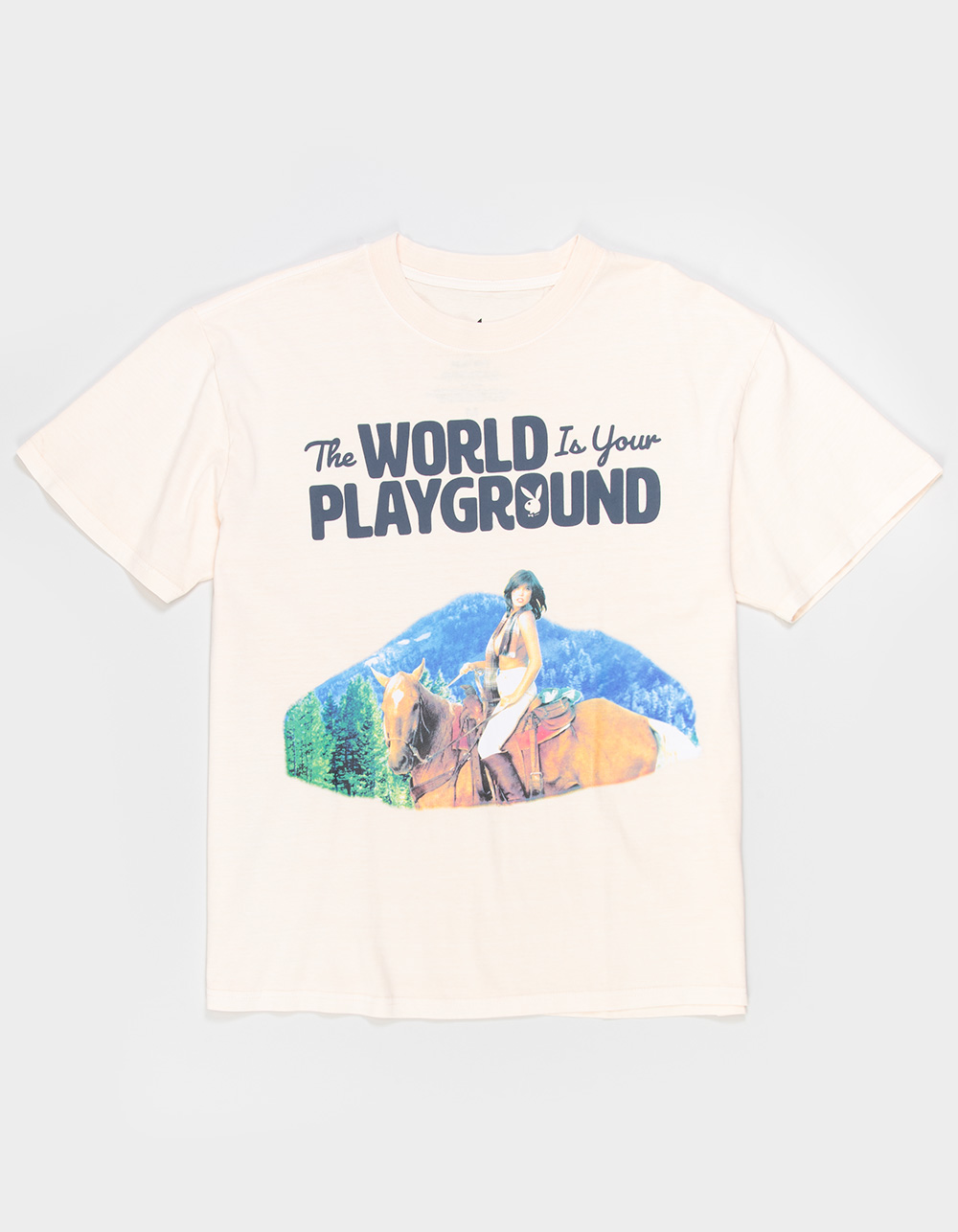 PLAYBOY Playground Mens Boxy Tee - CREAM