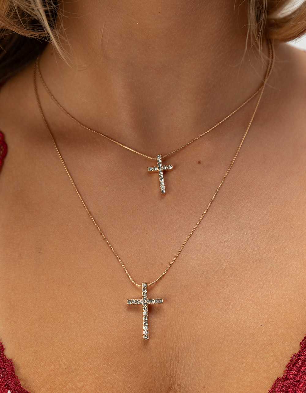 FULL TILT Layered Cross Chain Necklace - GOLD