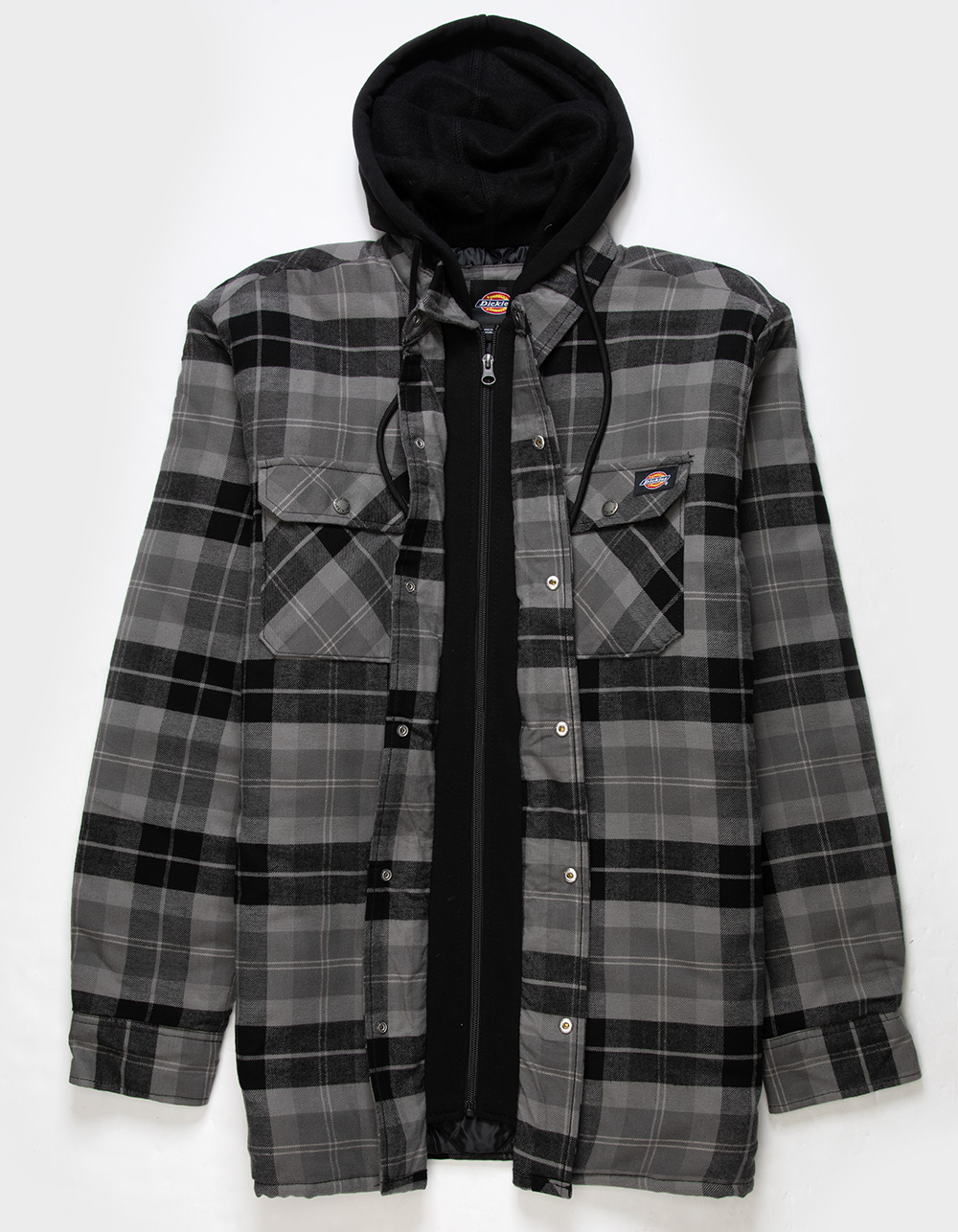 DICKIES Quilted Flannel Hooded Shirt Mens Jacket - BLACK | Tillys