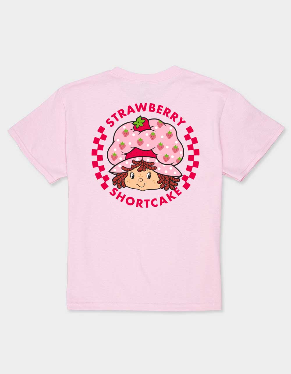 STRAWBERRY SHORTCAKE Circle Checkers Unisex Kids Tee - LIGHT PINK
