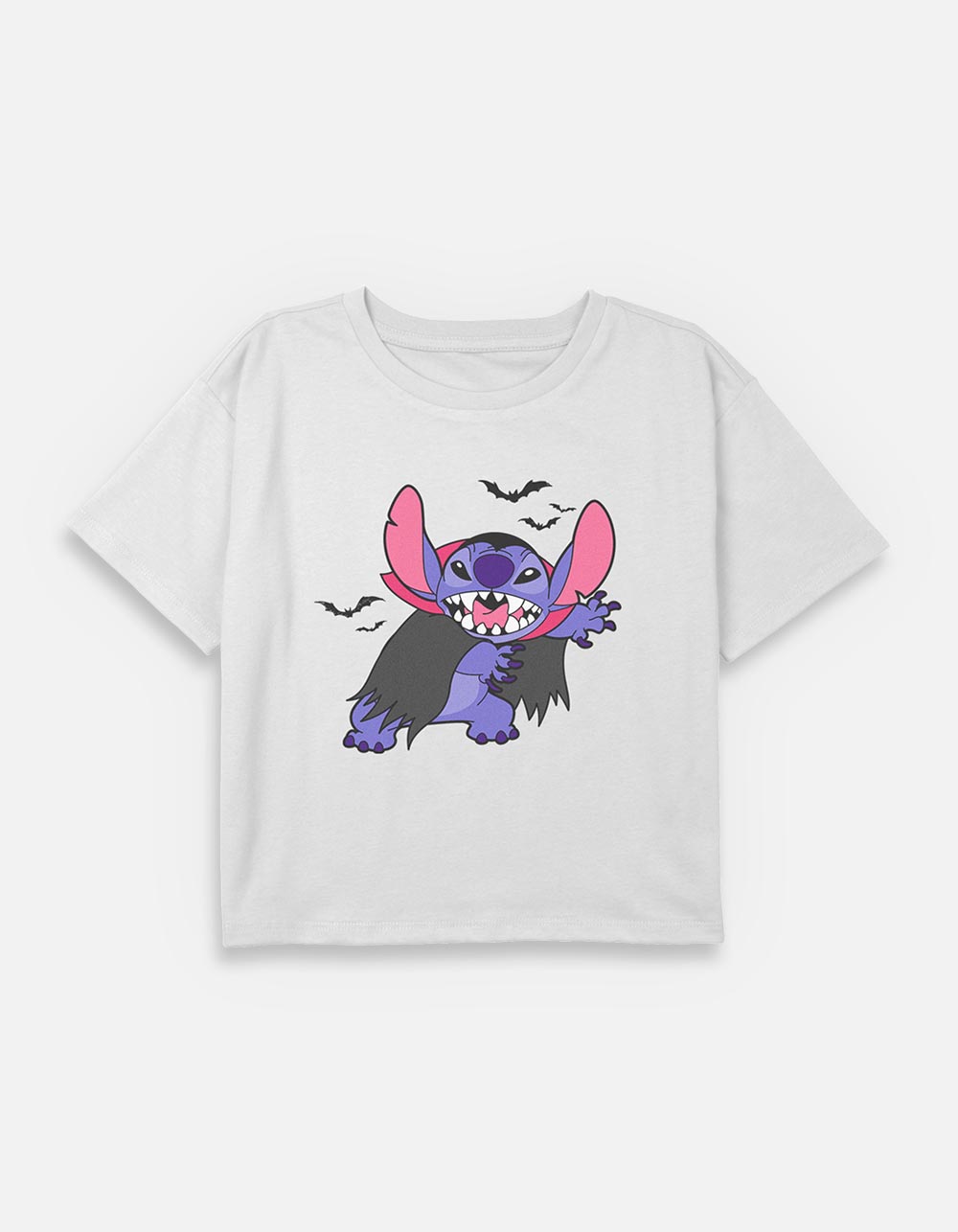 LILO & Stitch Vampire Bats Girls Crop Tee - WHITE