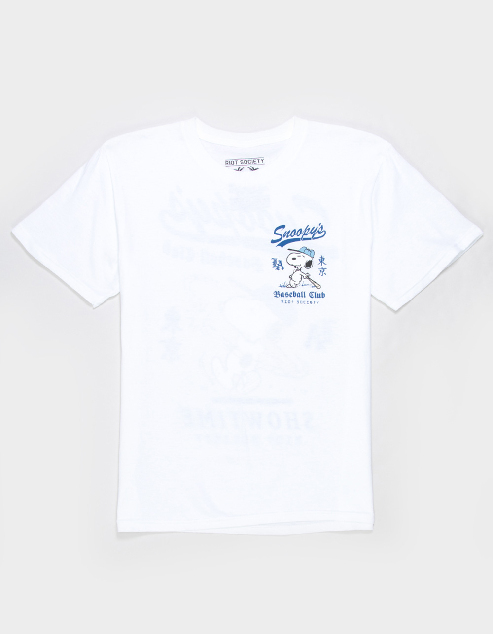 RIOT SOCIETY Peanuts Baseball Boys Tee - WHITE