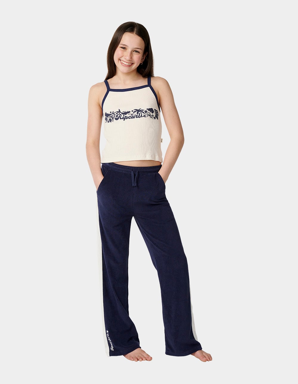 RIP CURL Costa Del Sol Girls Terry Pants - NAVY