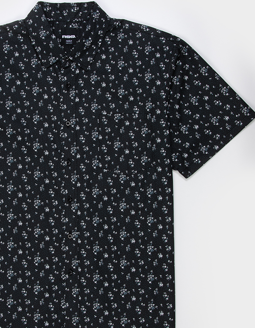 RSQ Mens Floral Poplin Button Up Shirt - BLACK