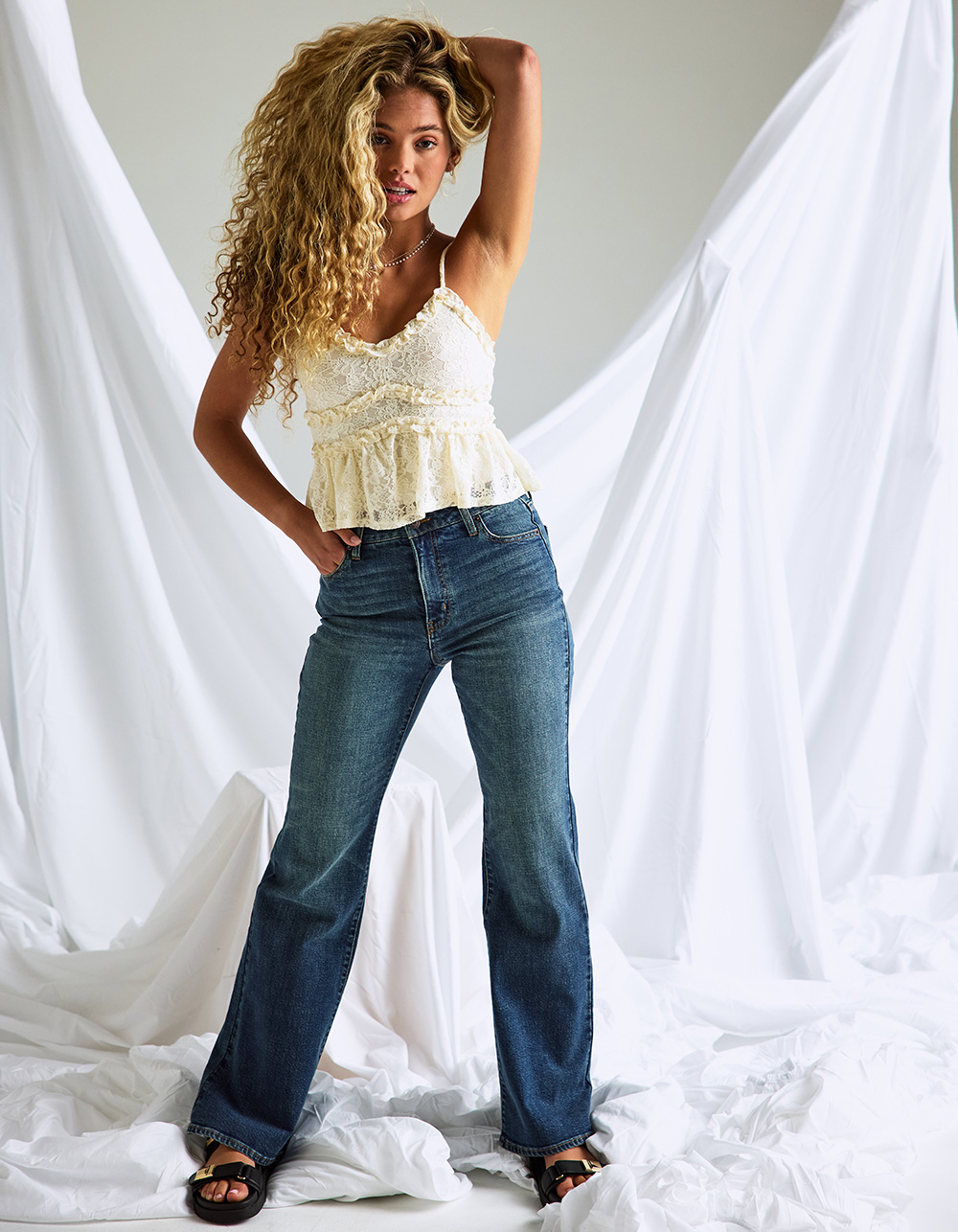 RSQ Womens High Rise Flare Jeans - MEDIUM WASH