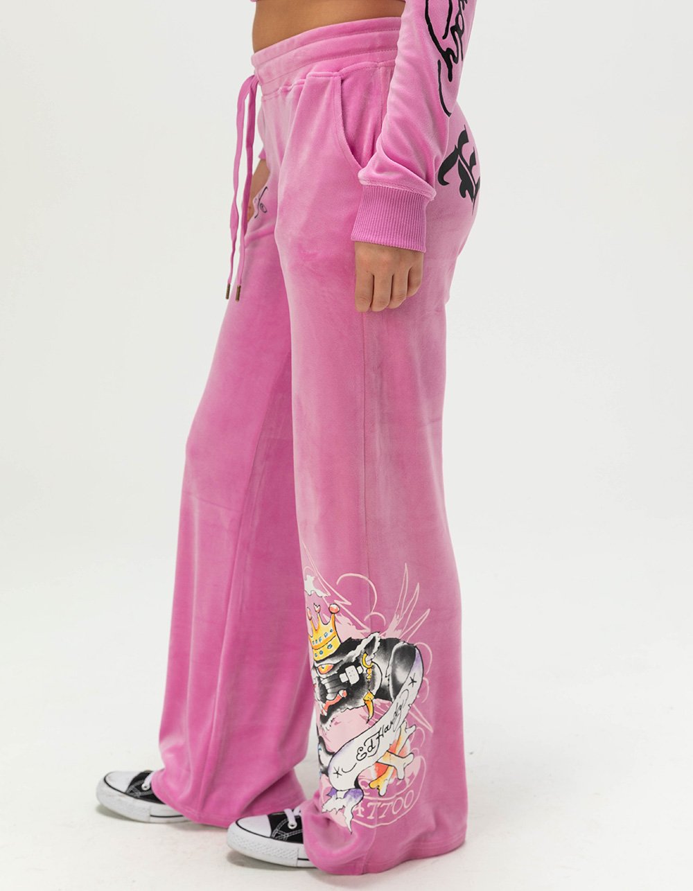 ED HARDY Panther Womens Velour Pants - ORCHID