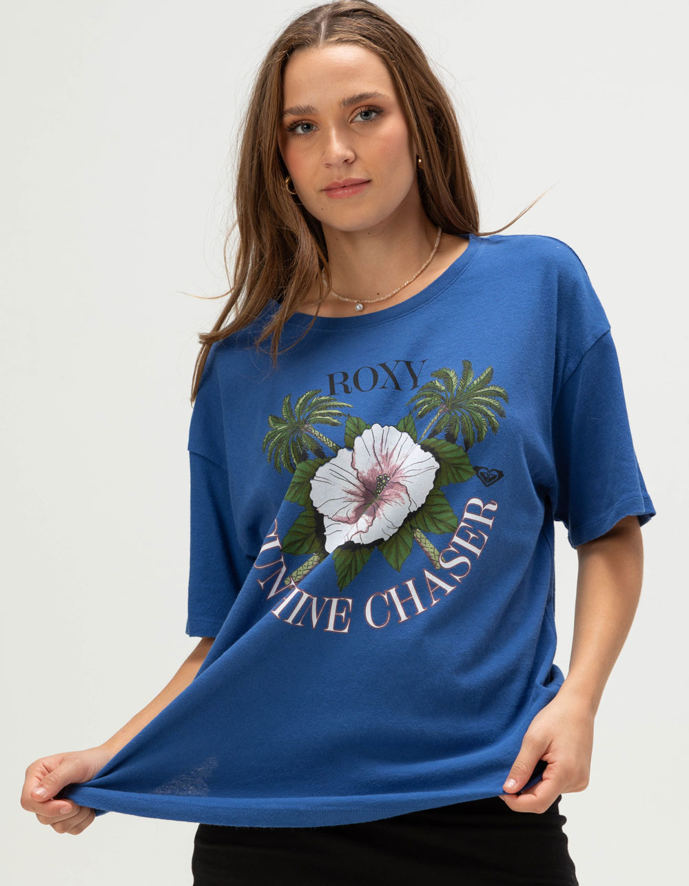 ROXY Bloom Womens Oversized Tee - BLUE
