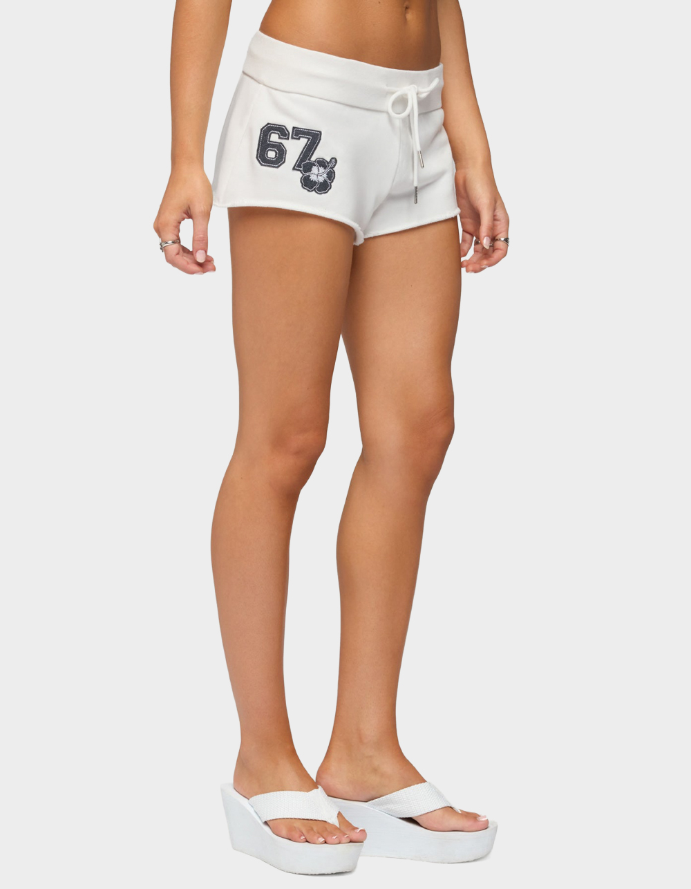 EDIKTED 67 Hibiscus Micro Shorts - WHITE