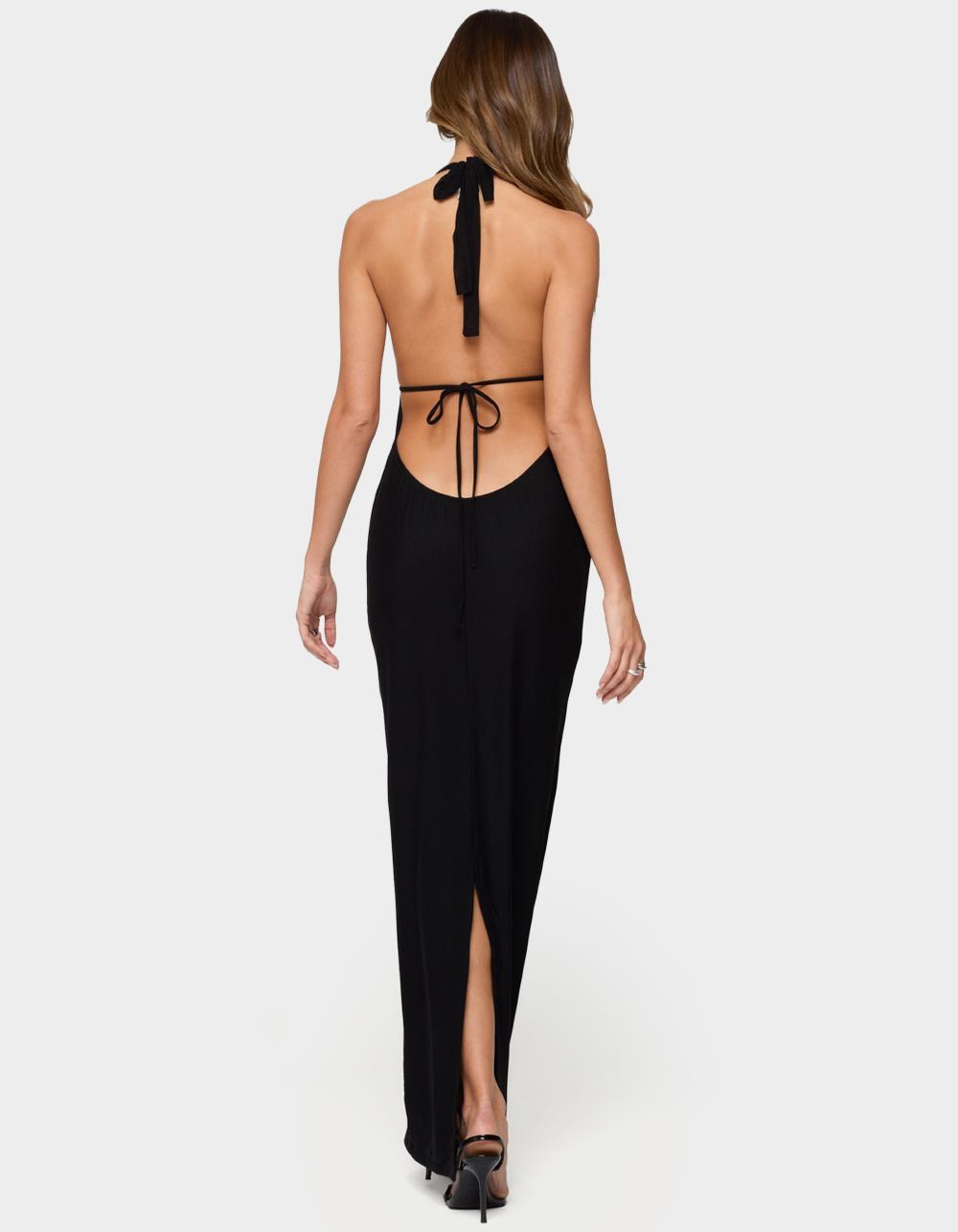 EDIKTED Laretta Cowl Neck Backless Maxi Dress - BLACK
