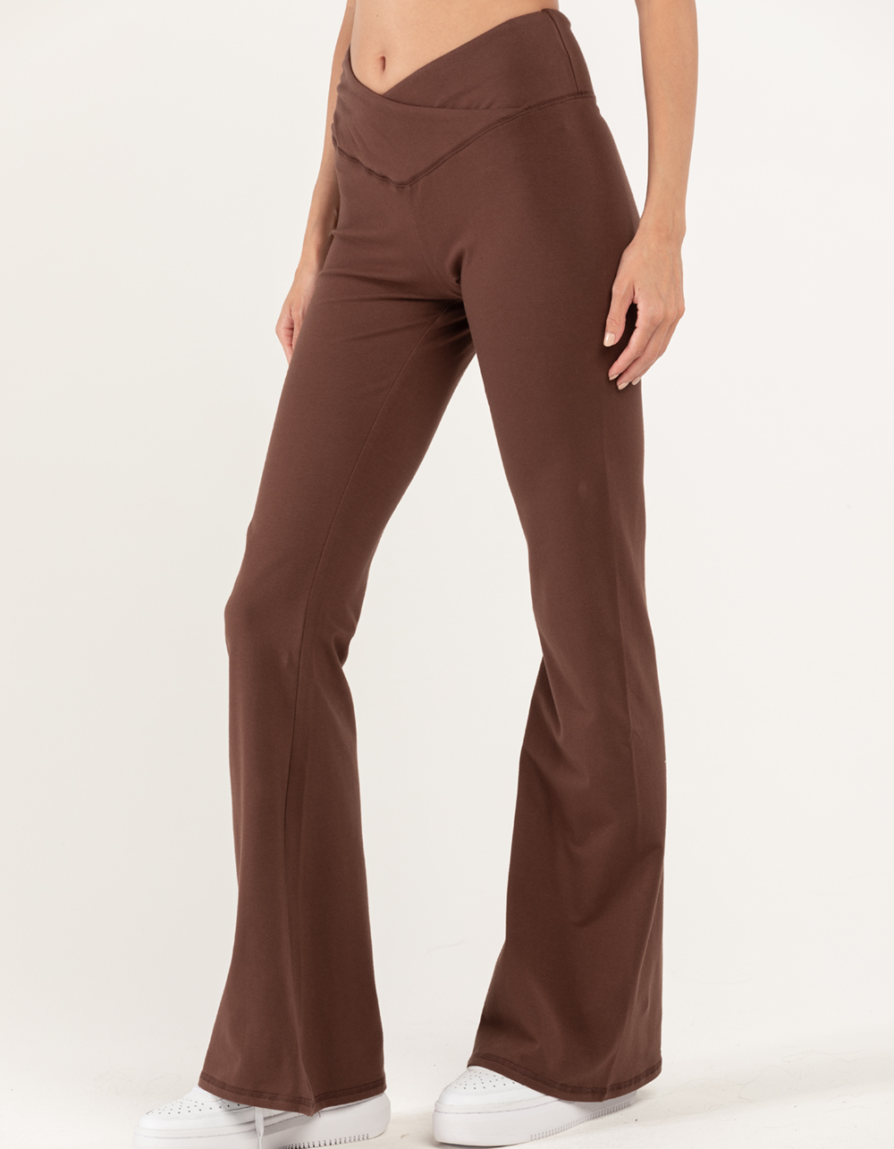 FULL TILT Womens Crossover Waist Flare Leggings - BROWN | Tillys