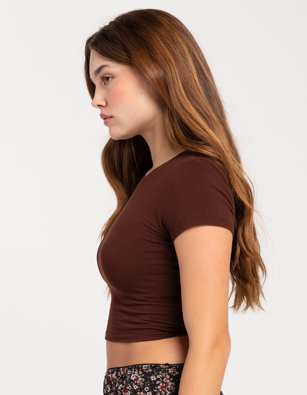 BOZZOLO Womens Cropped Tee - DARK BROWN
