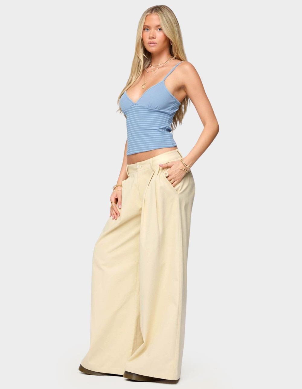 EDIKTED Hemsley Striped Ribbed Tank Top - BLUE