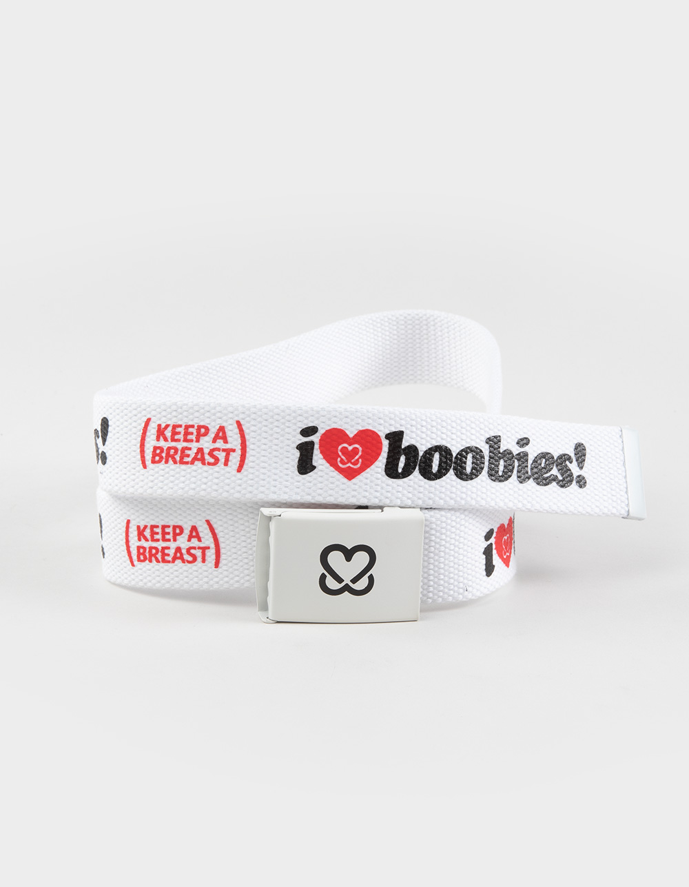 KEEP A BREAST I Love Boobies! White & Red Web Belt - WHITE COMBO