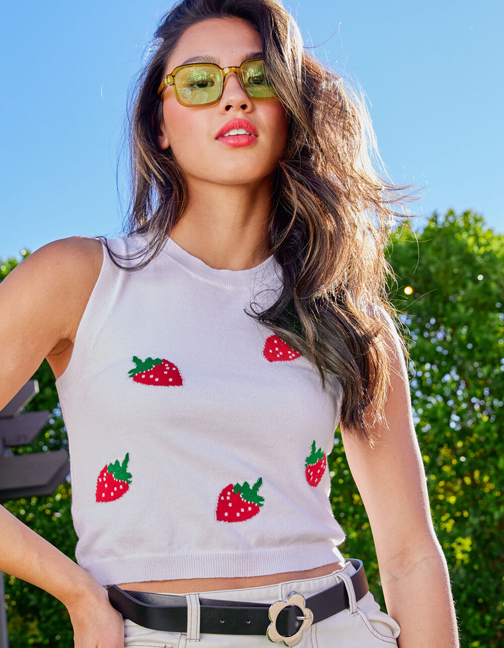 FULL TILT Strawberry Womens Vest - WHITE COMBO | Tillys