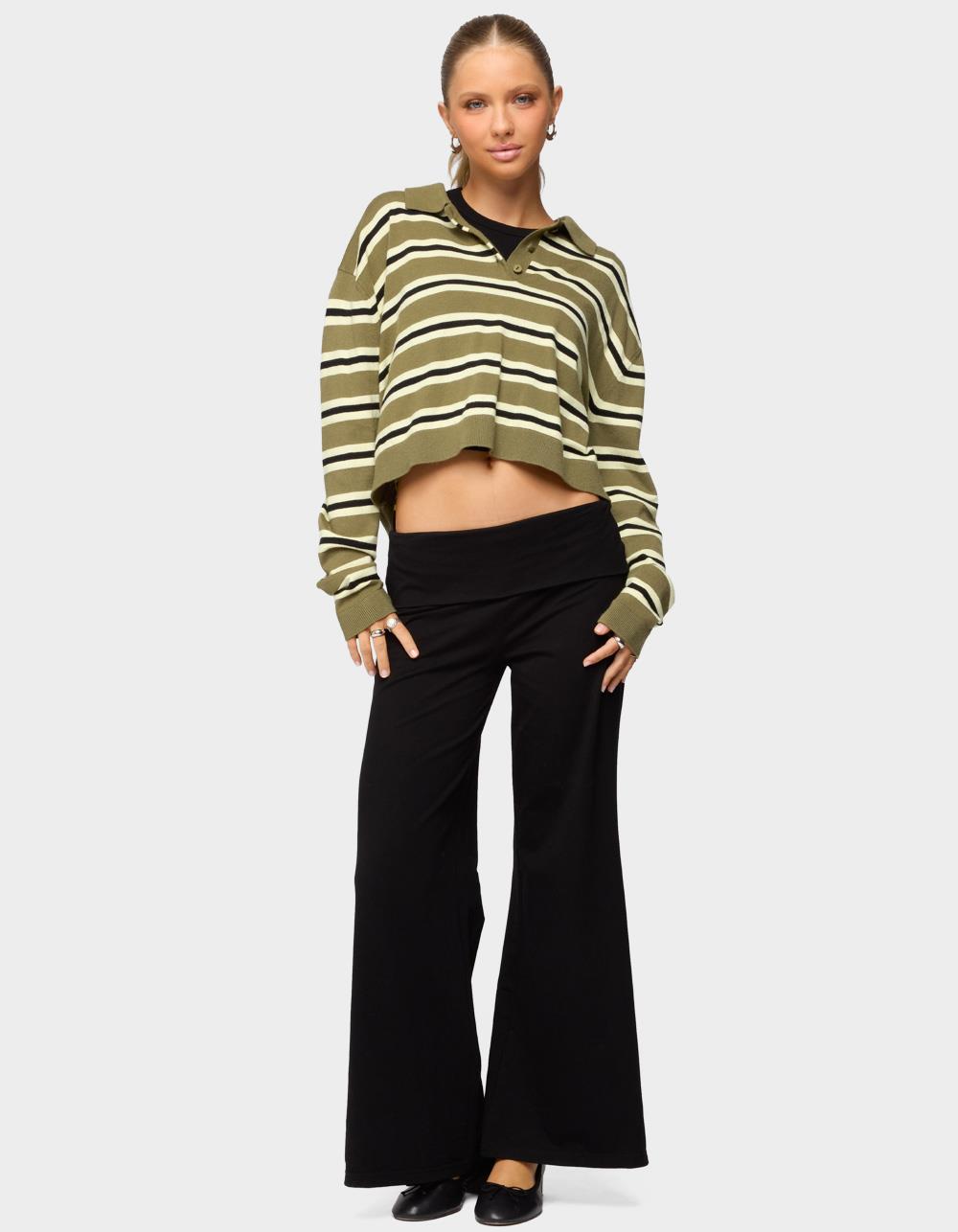 EDIKTED Petite Wide Leg Fold Over Pants