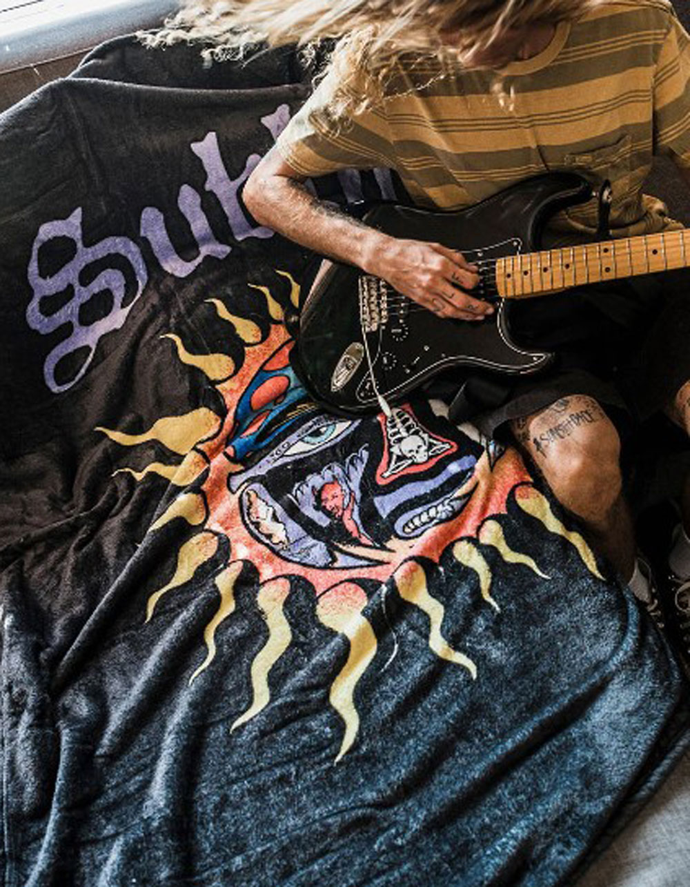 SLOWTIDE x Sublime 40 OZ Plush Fleece Throw Blanket - BLACK