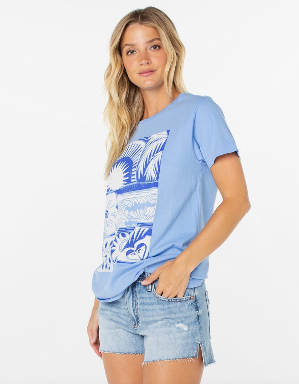 ROXY Beach Things Womens Boyfriend Tee - BLUE