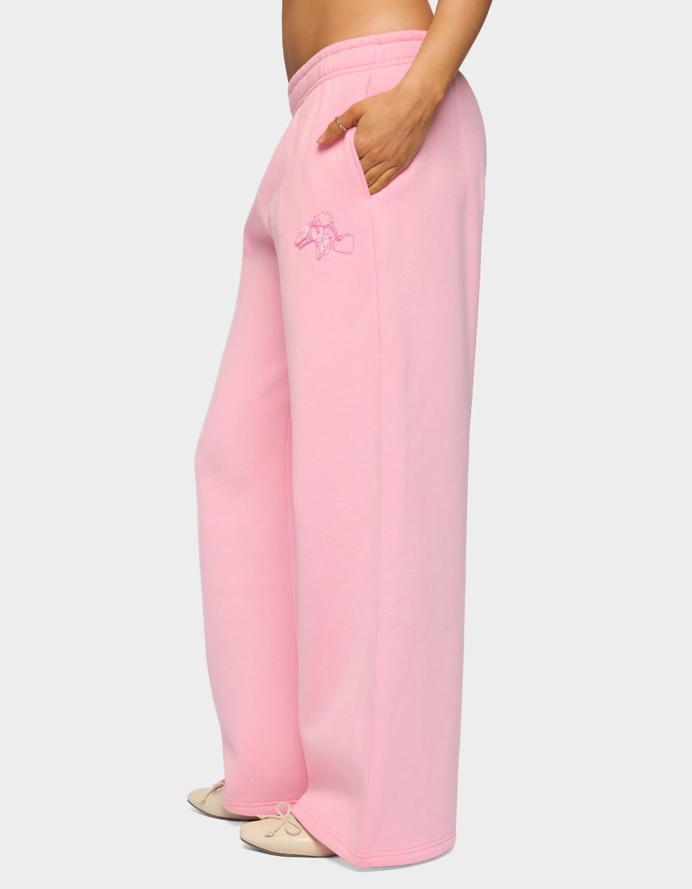 EDIKTED Keychain Cutie Straight Leg Sweatpants - PINK