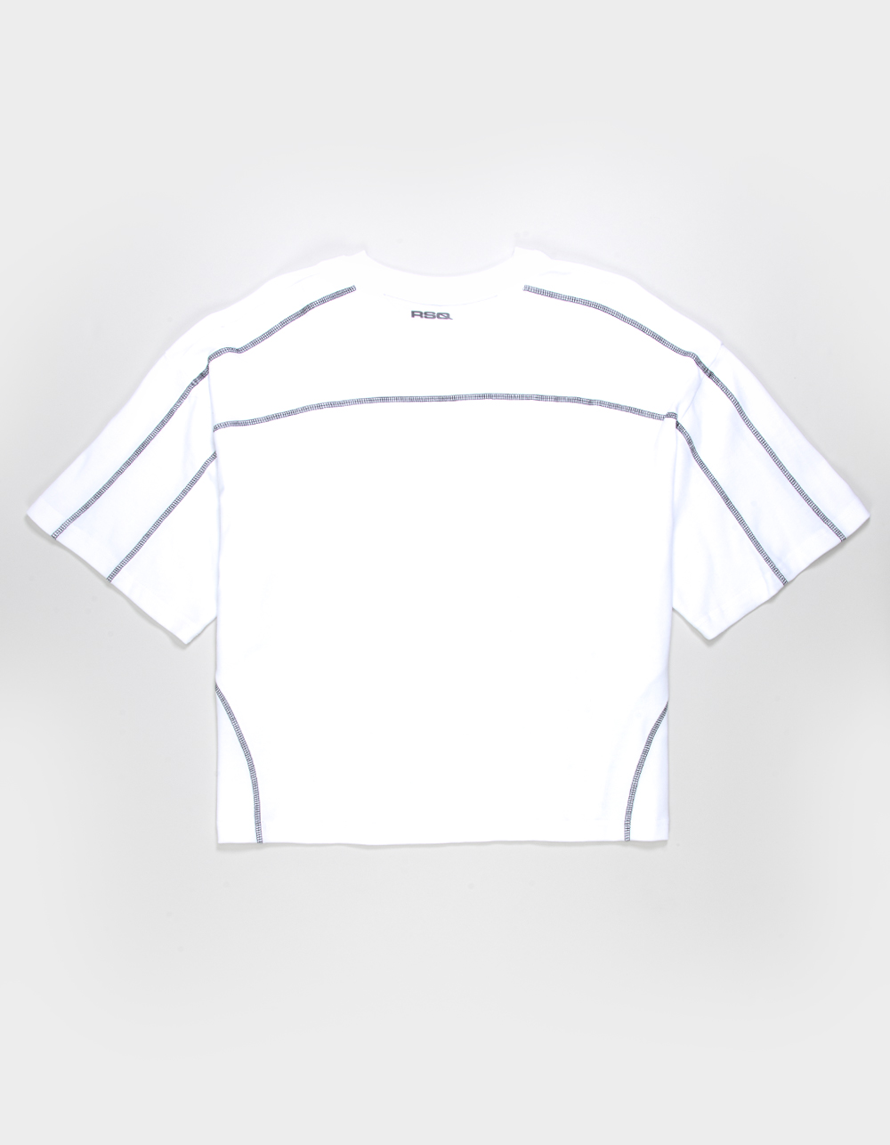 RSQ Mens Seamed Baggy Crop Tee - WHITE