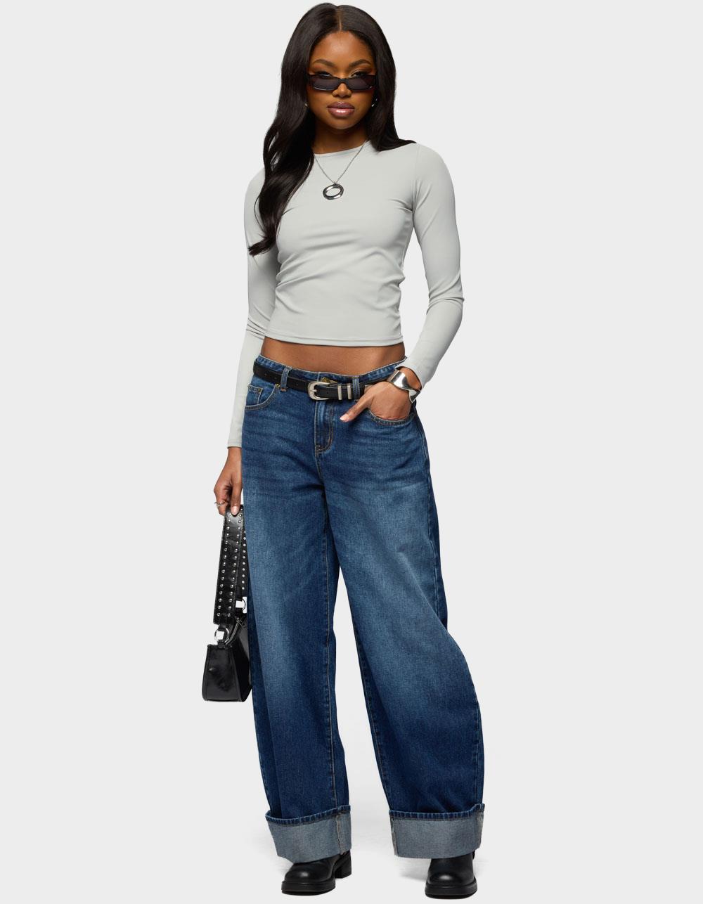 EDIKTED Tay Long Sleeve Top - GRAY