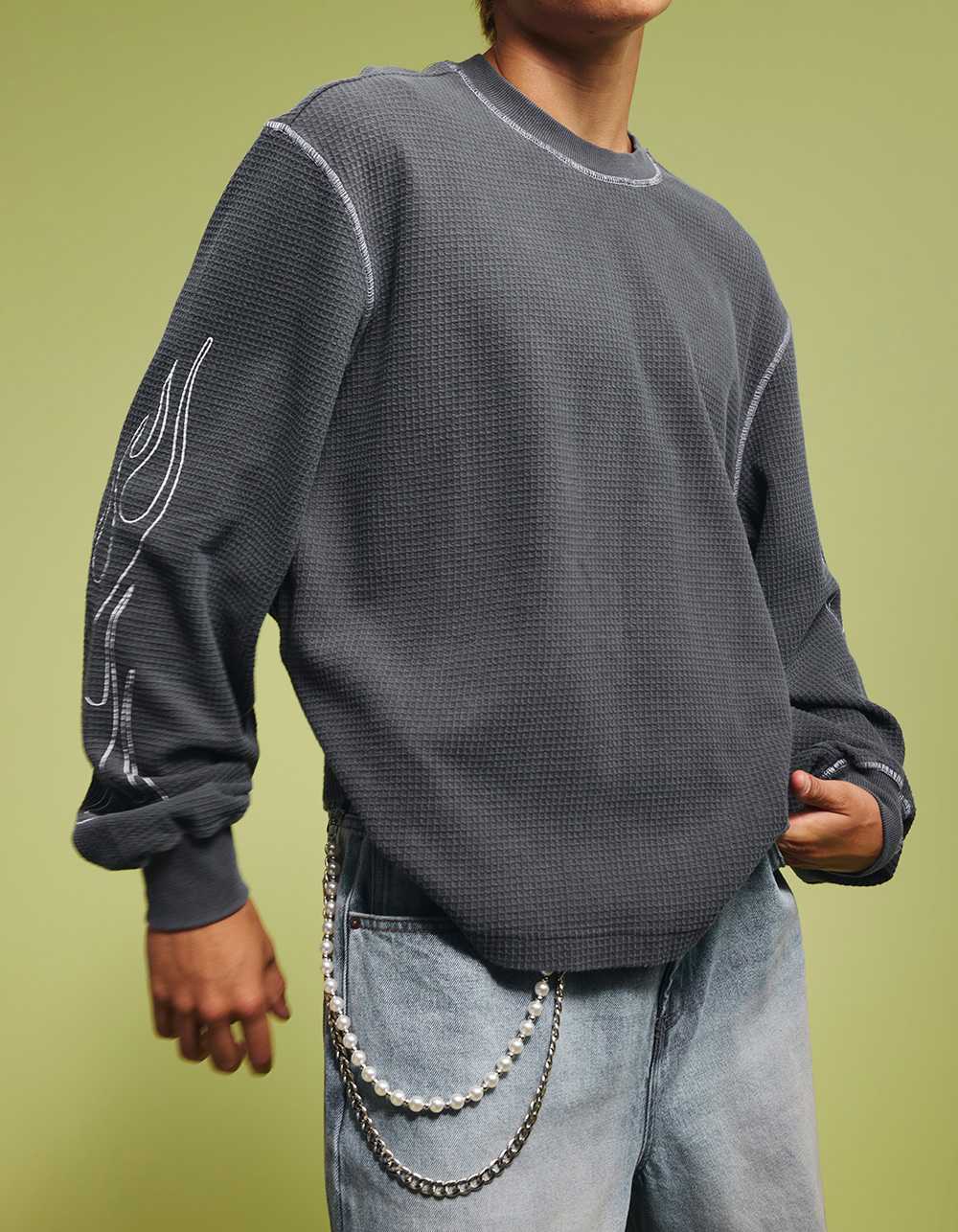 RSQ Pearled Wallet Chain - SILVER