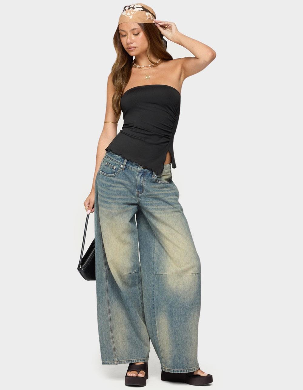 EDIKTED Belinda Asymmetric Tube Top - BLACK