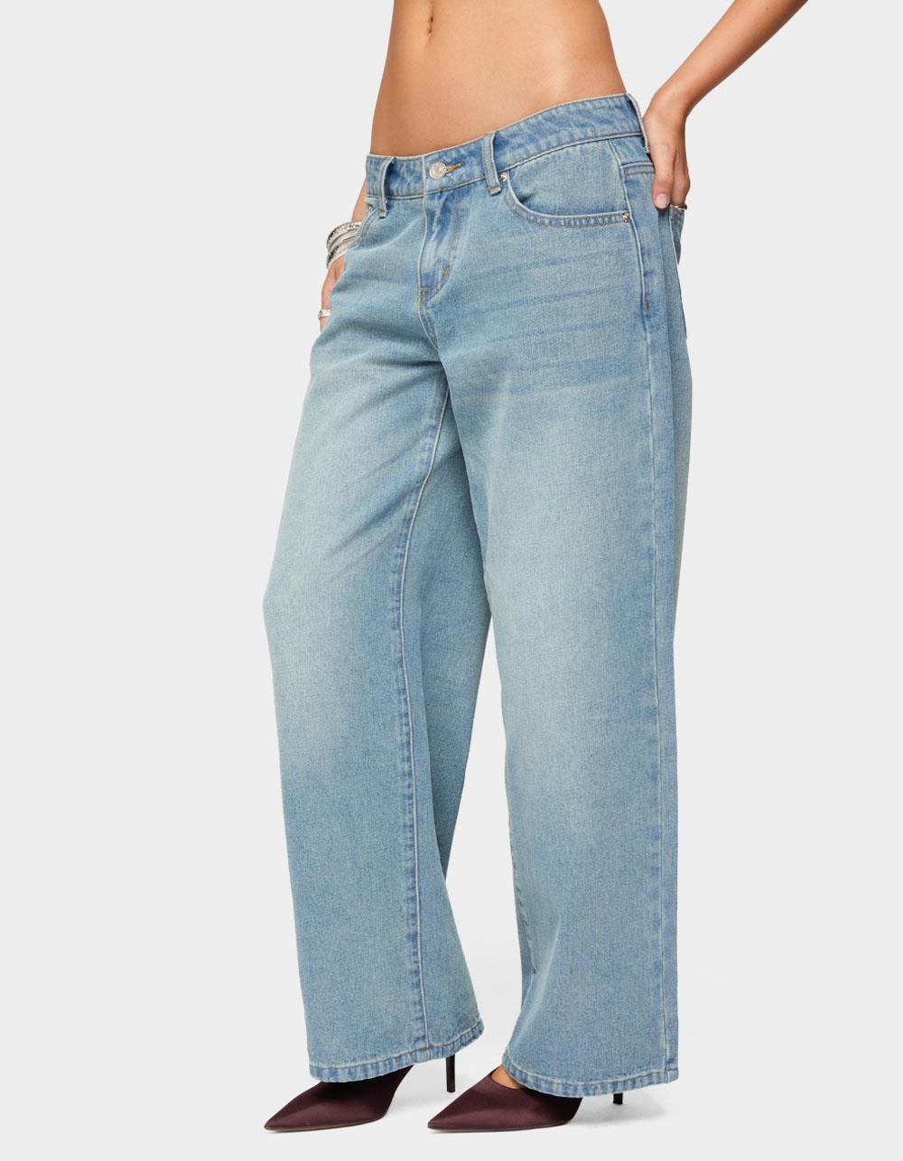 EDIKTED Petite Raelynn Washed Low Rise Baggy Jeans