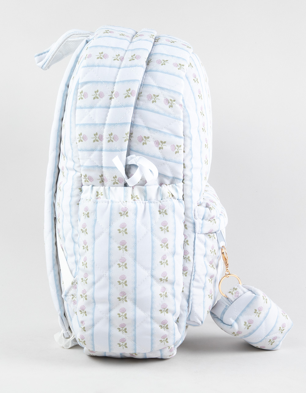 TILLYS Quilted Floral Stripe Backpack - WHITE COMBO