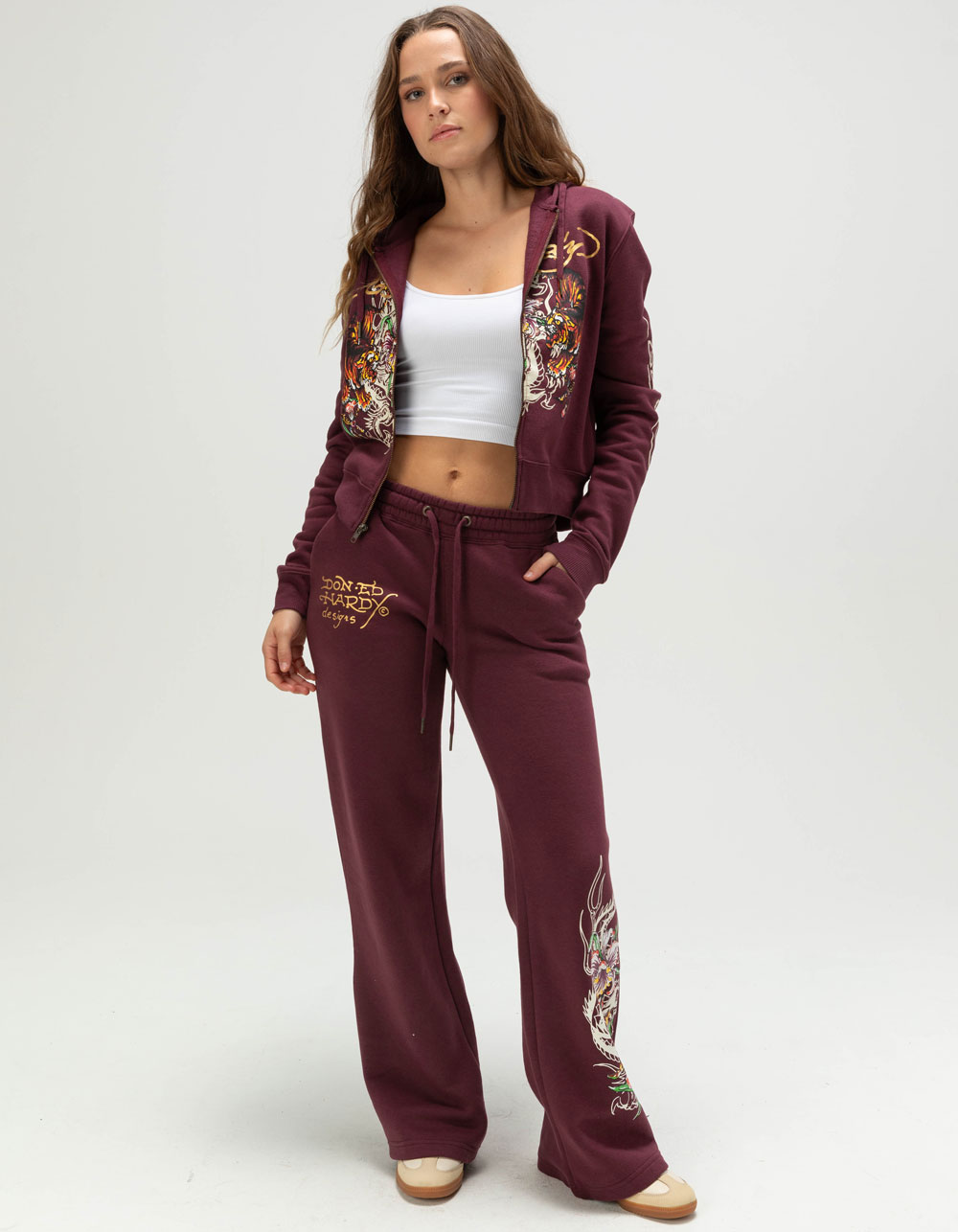 ED HARDY Tigers Womens Sweatpants - FIG