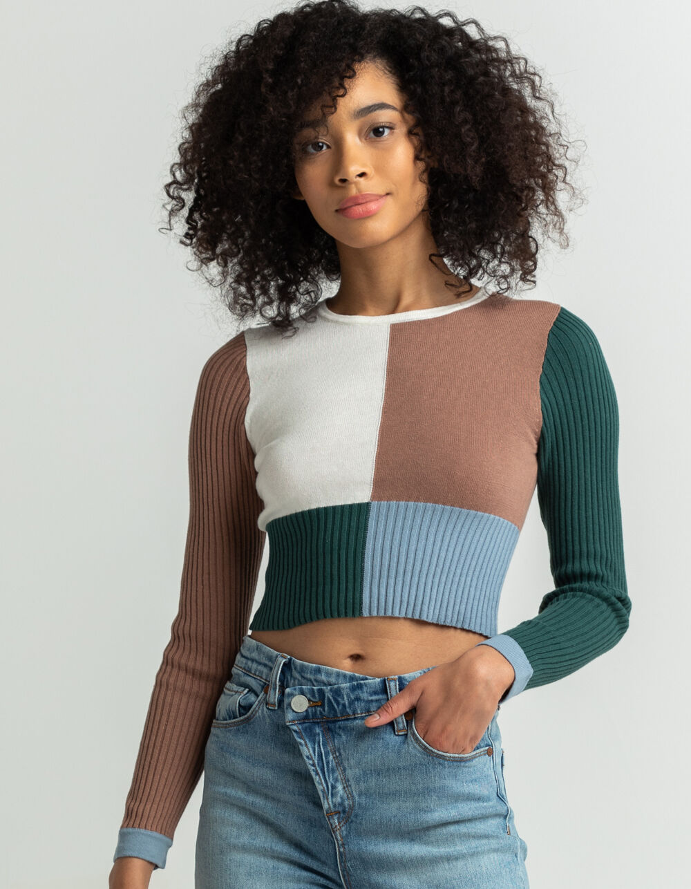 FULL TILT Color Block Womens Sweater 