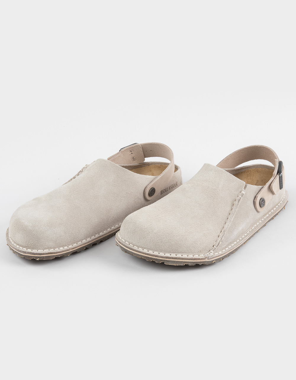 BIRKENSTOCK Lutry Premium Suede Mens Clogs - LIGHT GRAY