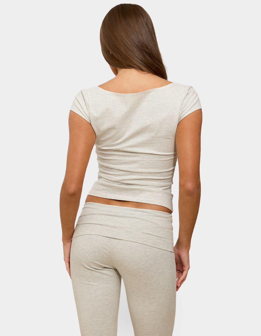 EDIKTED Esmarie Square Neck Tee - GRAY