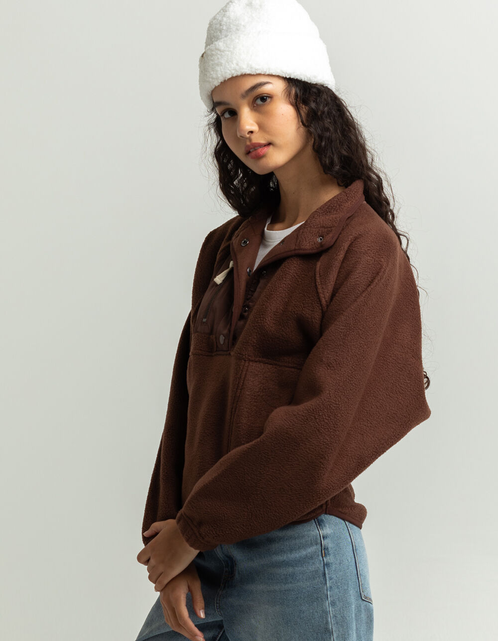 RSQ Womens Solid Polar Fleece Jacket BROWN Tillys