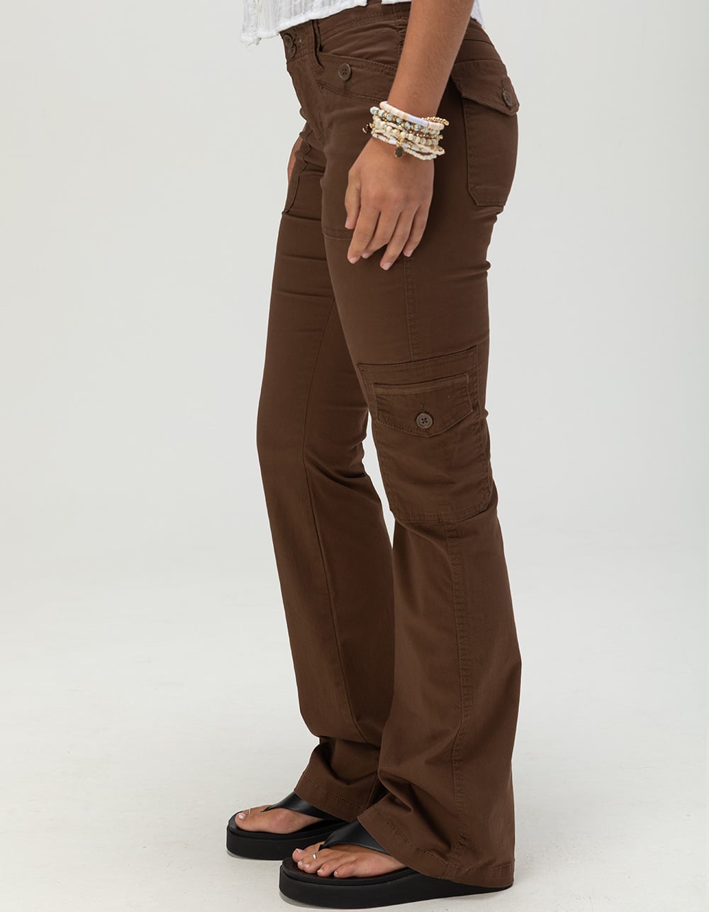 RSQ Womens Low Rise Bootcut Cargo Pants - BROWN