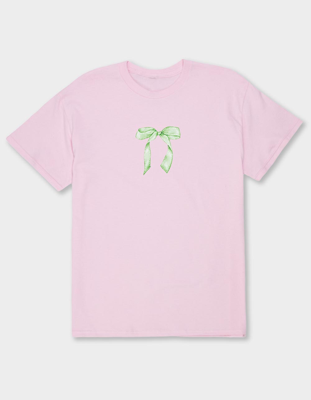 Bow Green Stitched Unisex Tee - LIGHT PINK
