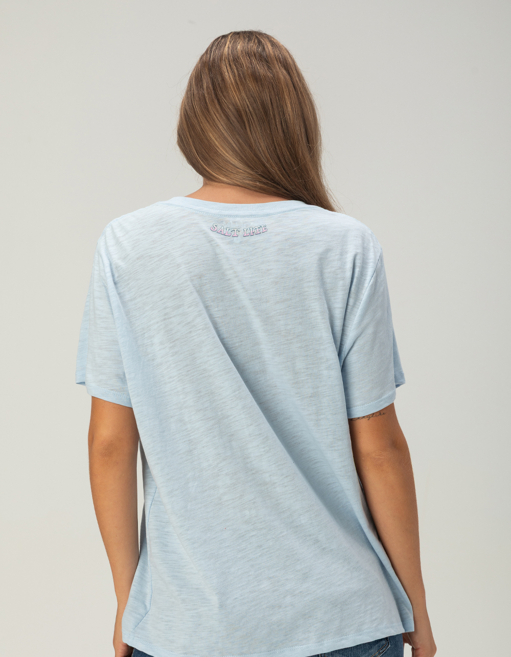SALT LIFE Surf The Sun Womens Slub Tee - LIGHT BLUE
