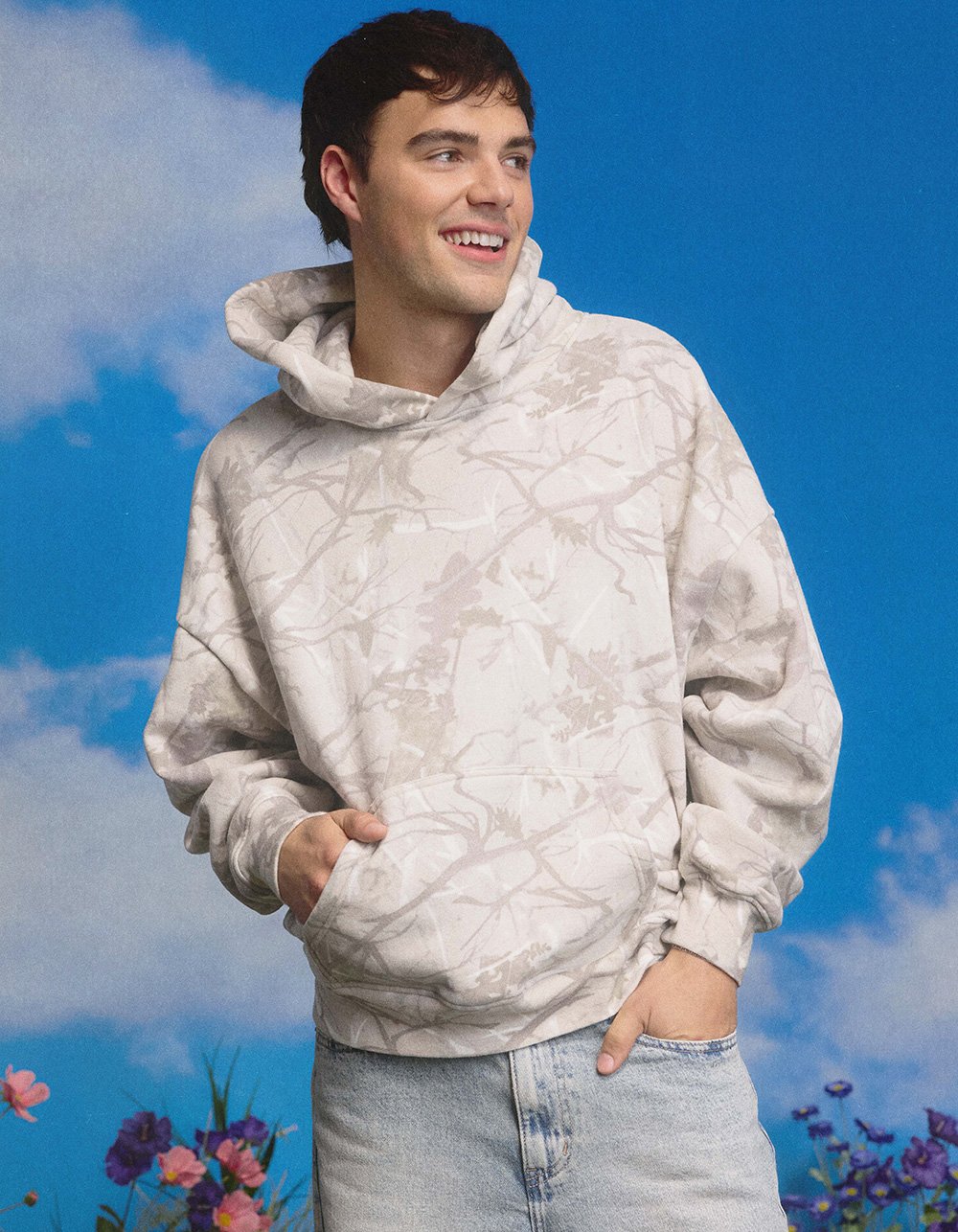 RSQ Mens Oversized Hoodie - WHITE CAMO
