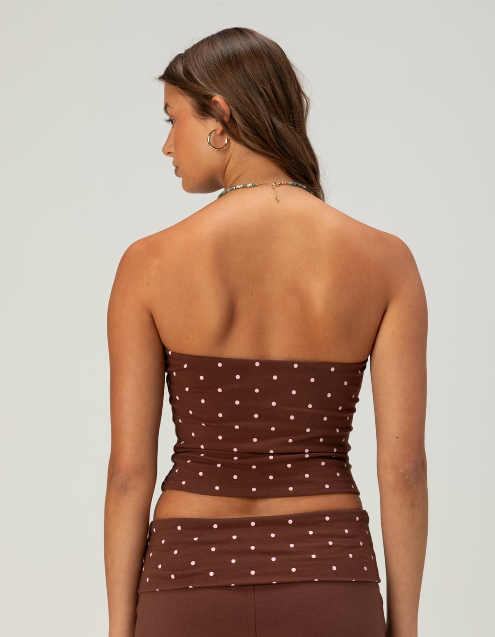 FULL TILT Polka Dot Womens Tube Top - BROWN/PINK