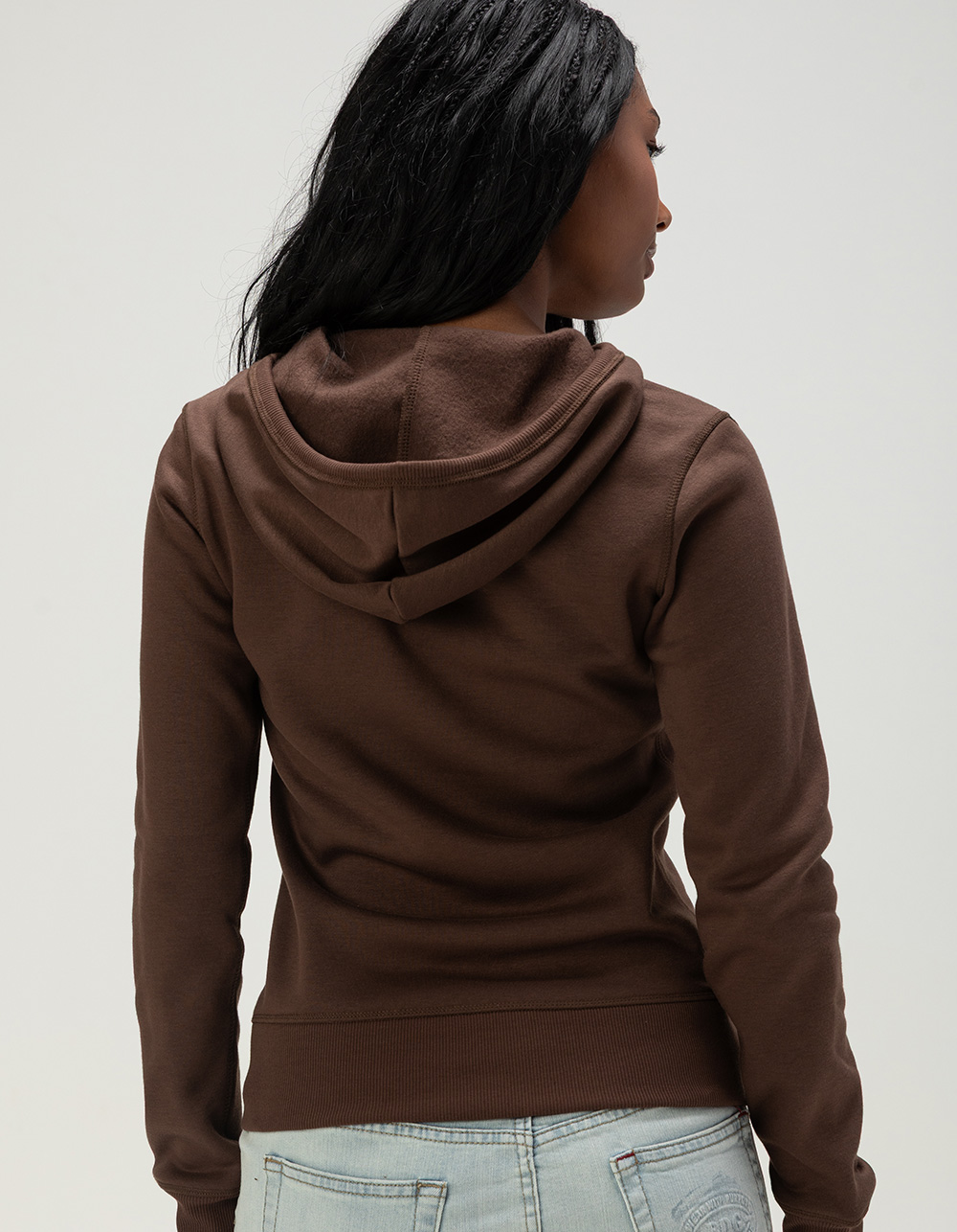 MADDEN GIRL California Womens Zip-Up Hoodie - BROWN