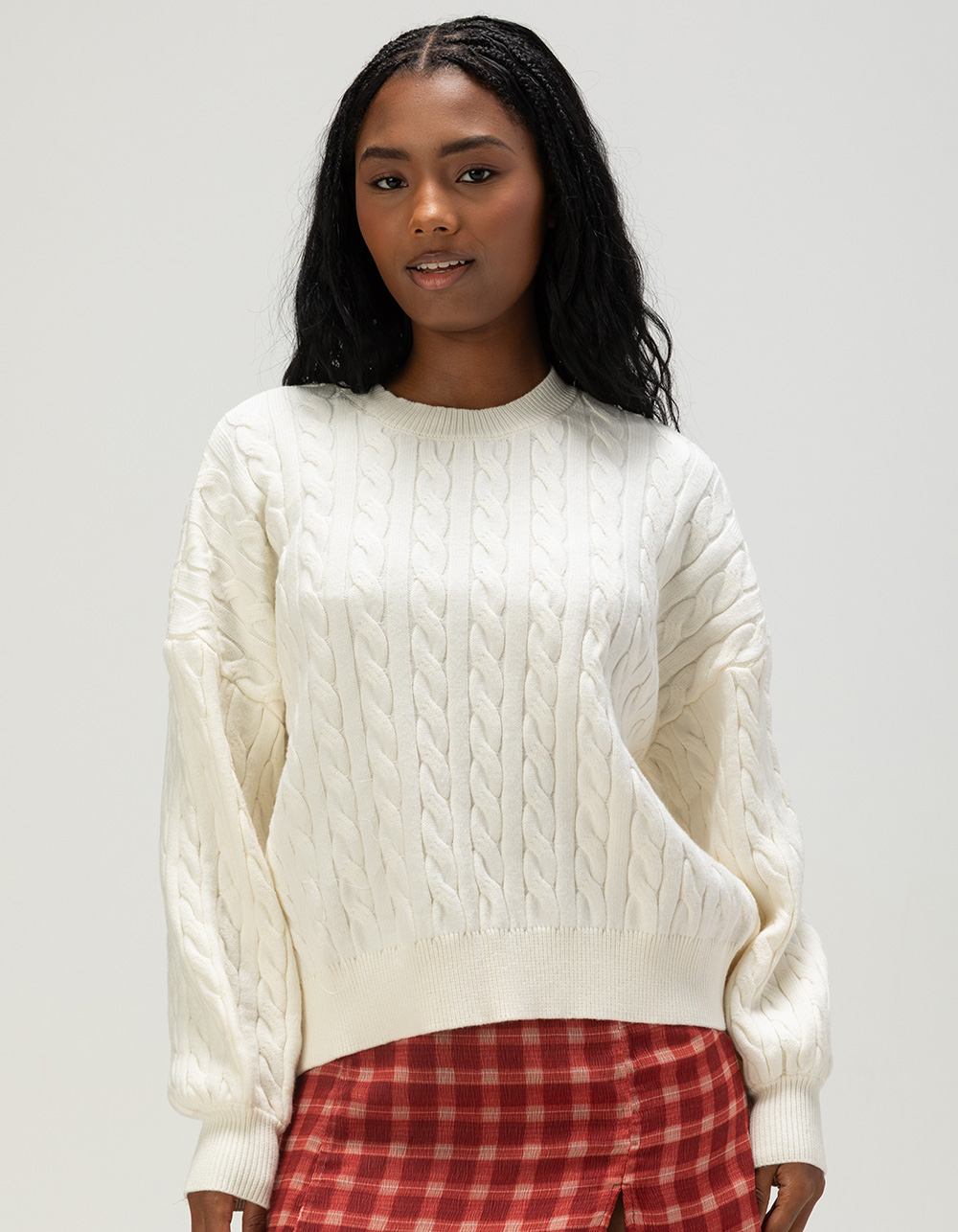 NECTAR CLOTHING Womens Cable Sweater - CREAM