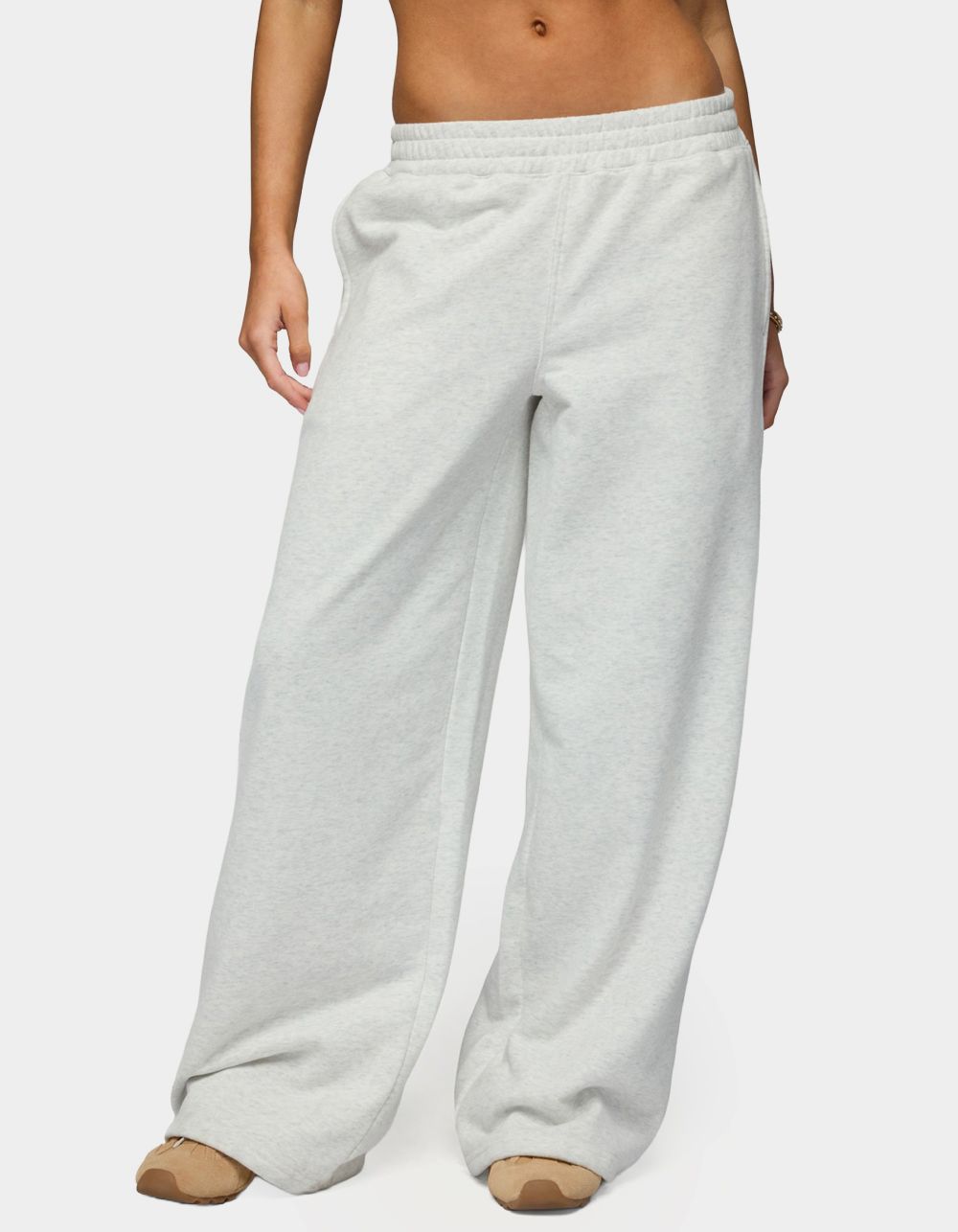EDIKTED Jacie Wide Leg Sweatpants - GRAY