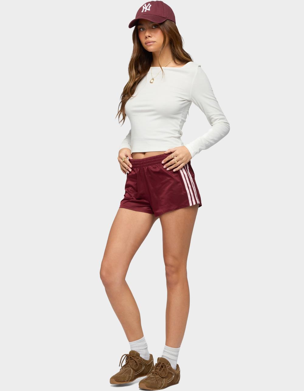 EDIKTED Nikki Nylon Shorts - DK RED