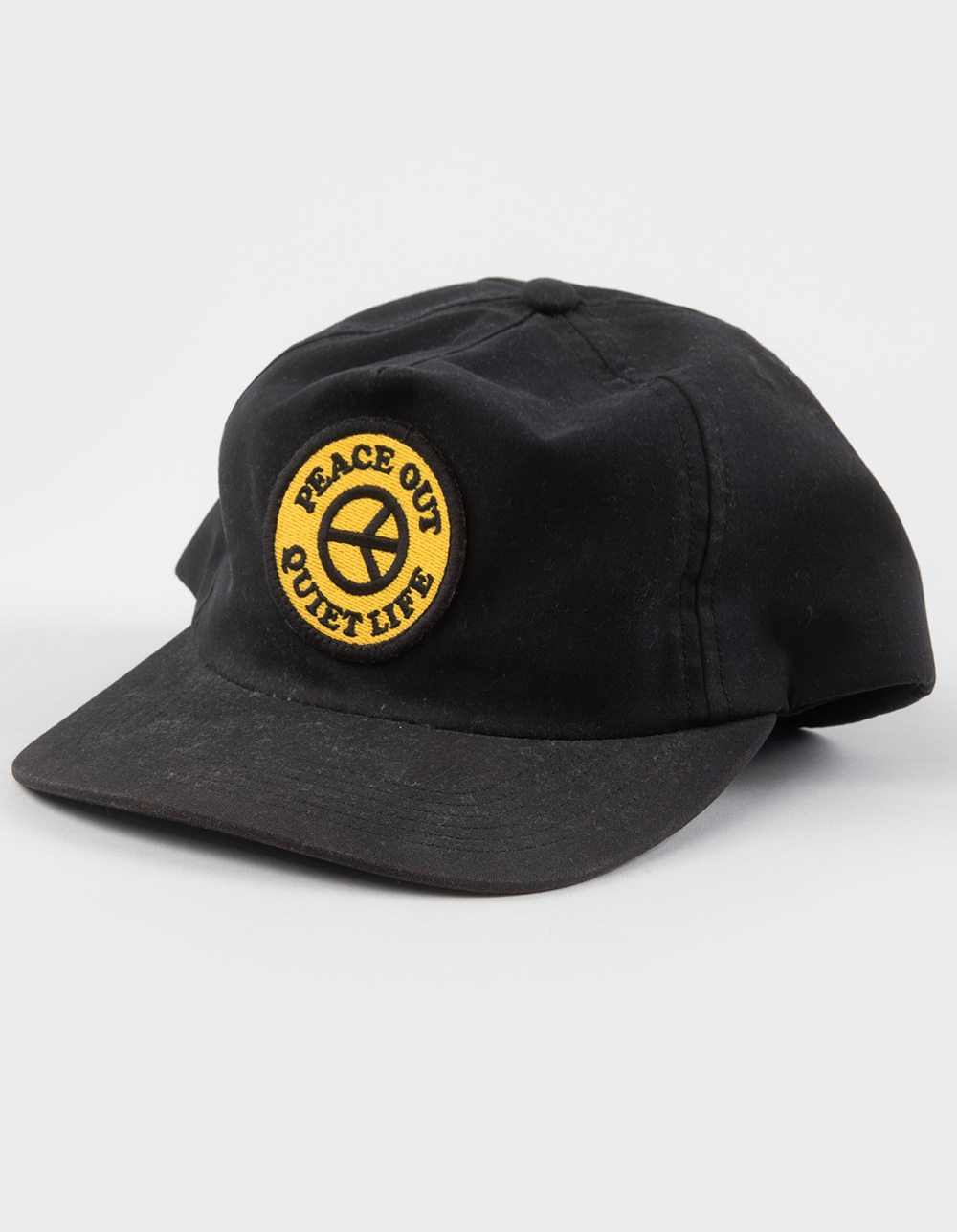 THE QUIET LIFE Peace Out Relaxed 5 Panel Snapback Hat - BLACK