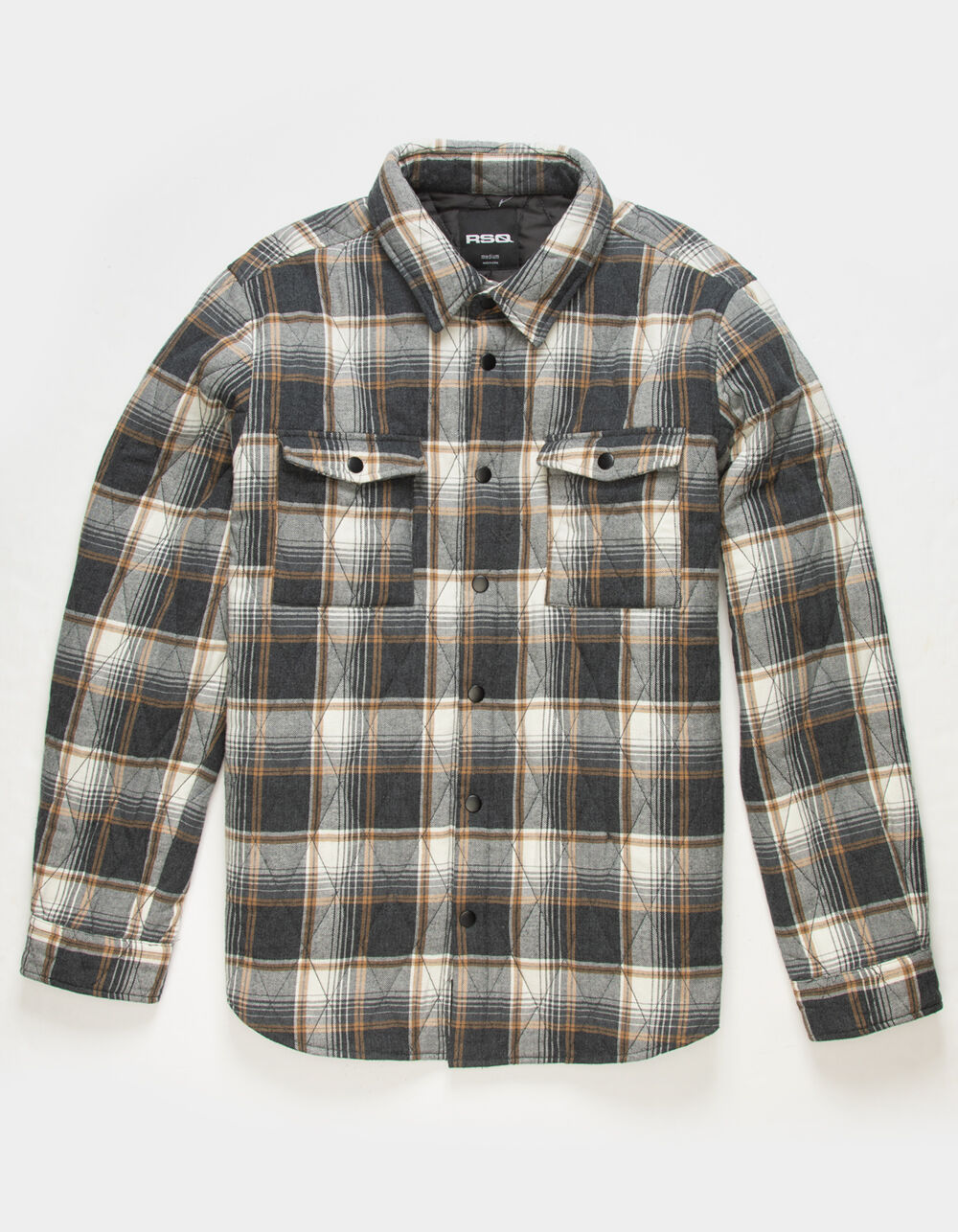 RSQ Mens Quilted Flannel Jacket - GRAY 