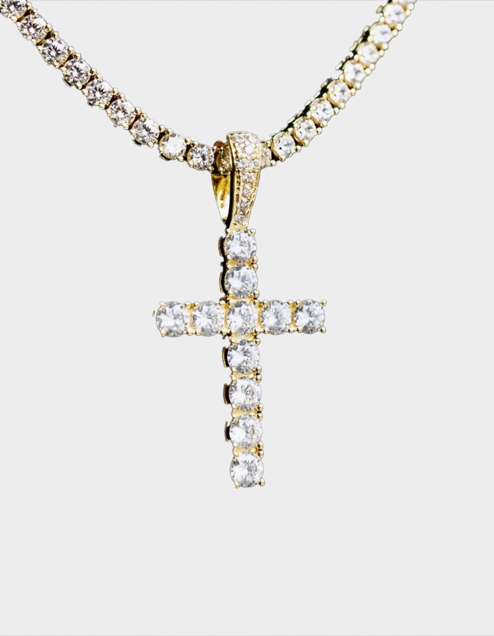 GLD Gold Plated Stone Cross Pendant - GOLD