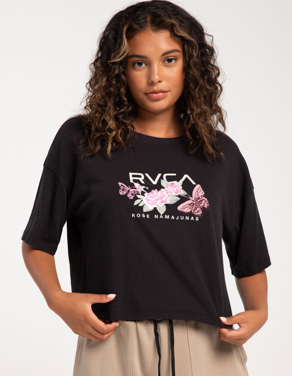 RVCA Romance Womens Boxy Crop Tee - BLACK | Tillys
