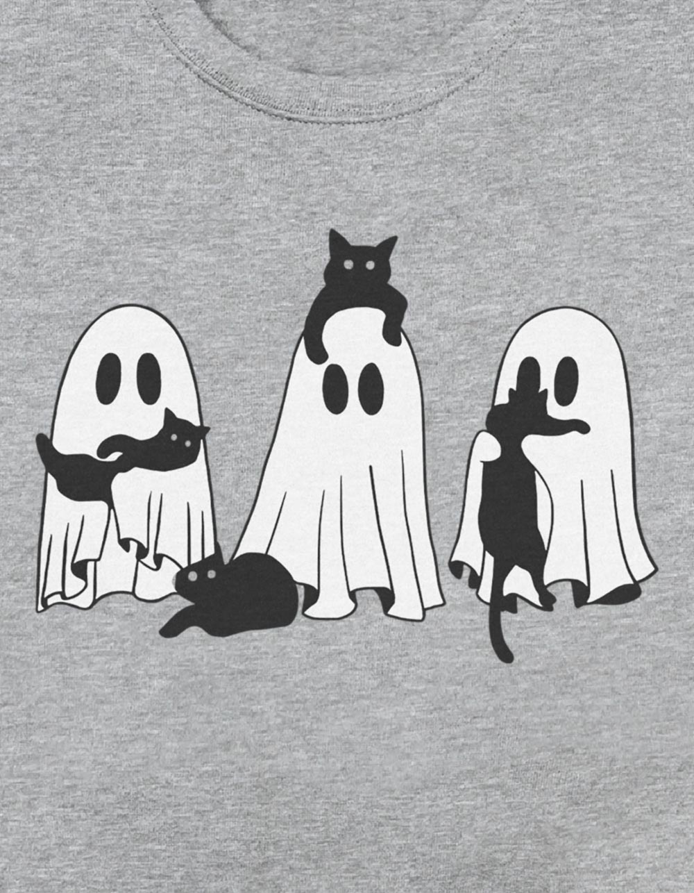 GHOST Black Cats And Ghosts Unisex Crewneck Sweatshirt - HEATHER GRAY