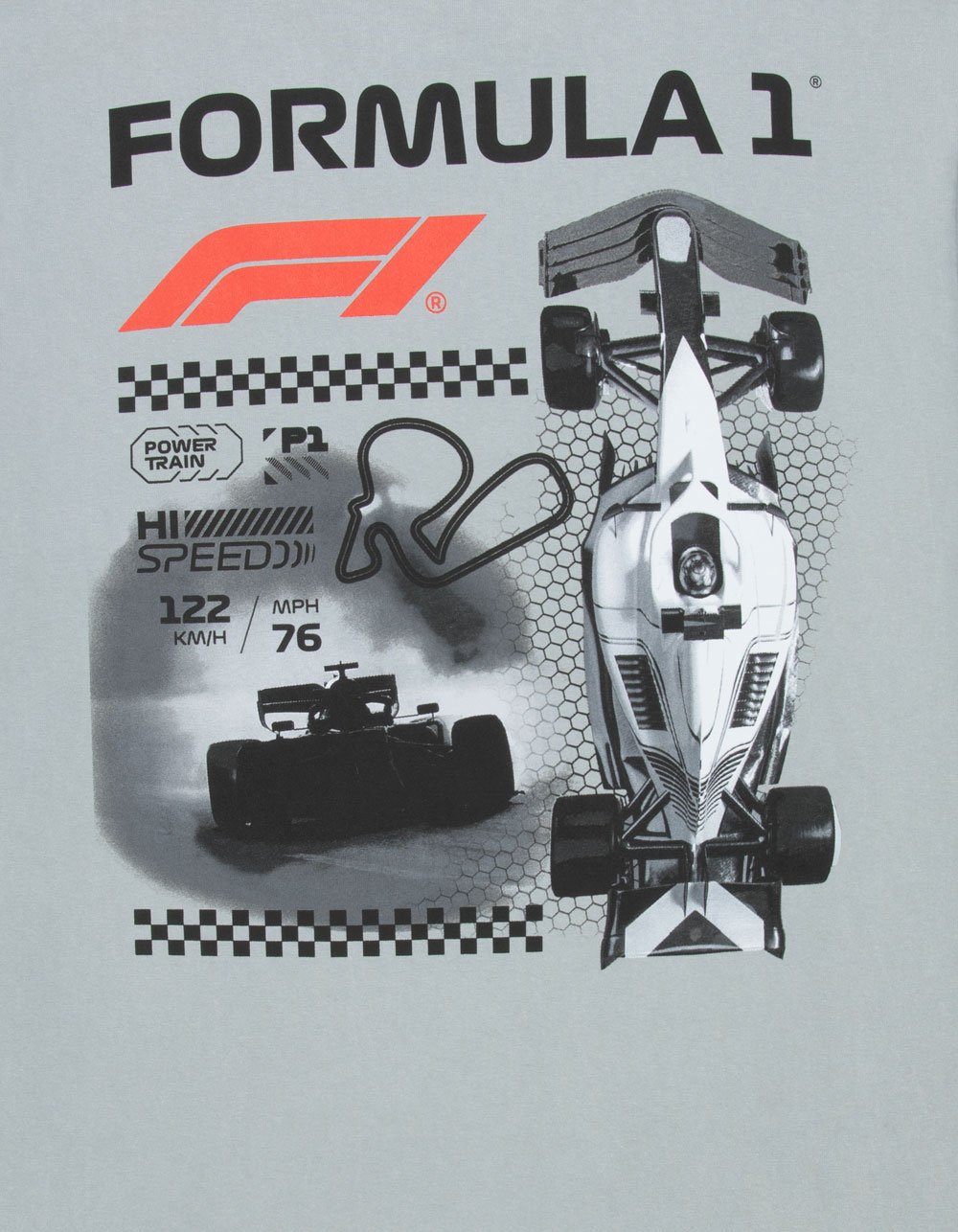 FORMULA 1 Race Track Mens Boxy Tee - GRAY