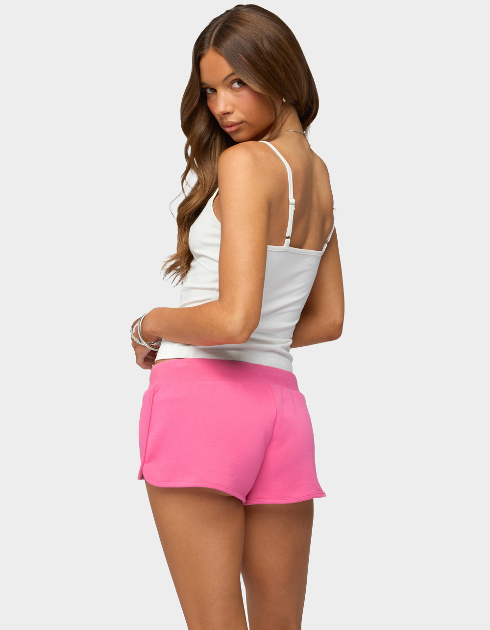 EDIKTED Beach Postcard Sequin Tank Top - BEIGE